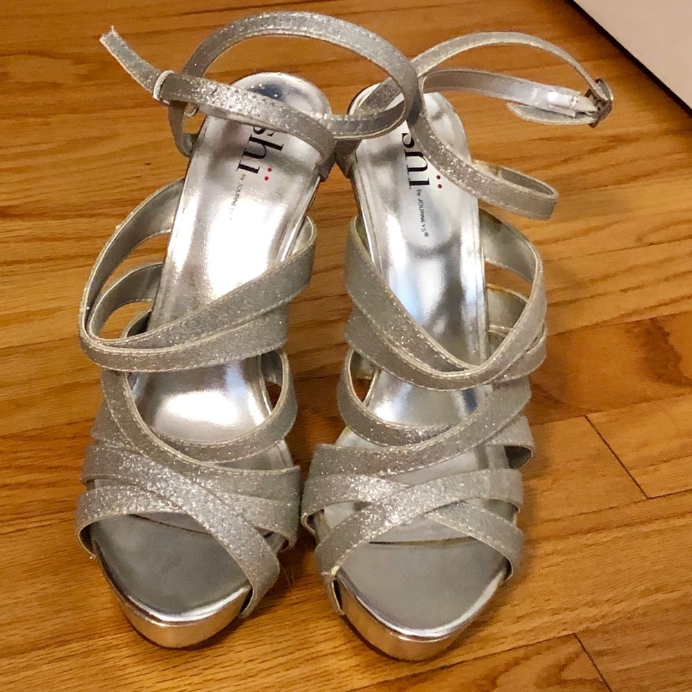 Silver glittered high heels
